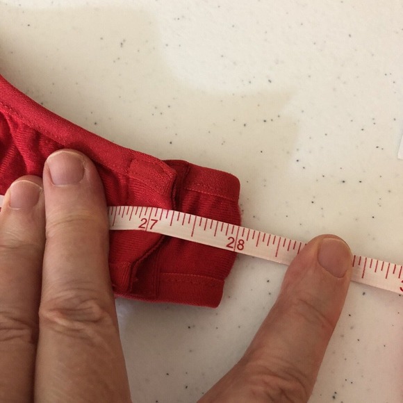 Bebe Red Deep V Body Suit Jumpsuit Sheer Front Long Sleeve One Piece Women Small - Picture 9 of 11